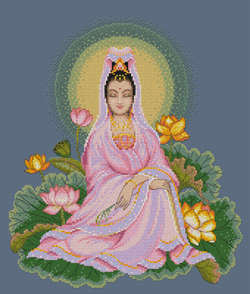 Goddess of Mercy and Chinese Dragon Cross Stitch Chart