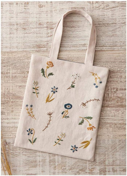 Botanical Embroidery Series Flower Garden Mini Tote Cosmo Embroidery Kit