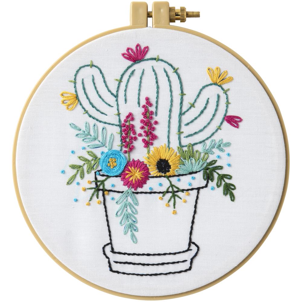 Bucilla Stamped Embroidery Kit-Cactus Bloom
