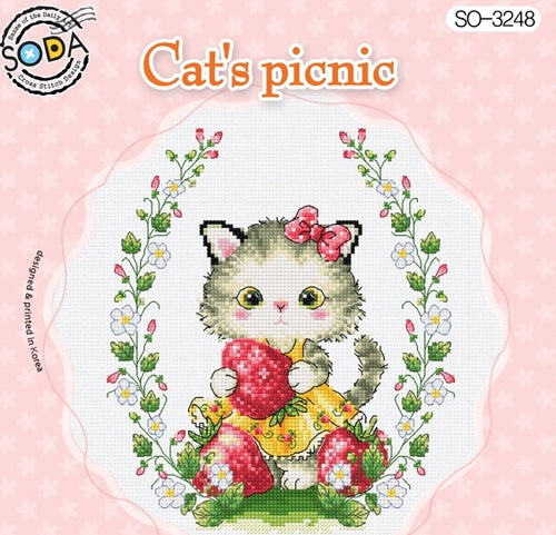SODA "Cat's Picnic" Cross Stitch Kit