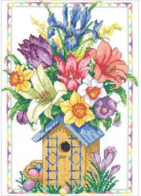 Janlynn Spring Birdhouse Cross Stitch Kit