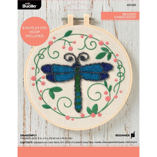 Bucilla Stamped Beaded Embroidery Kit-Draonfly