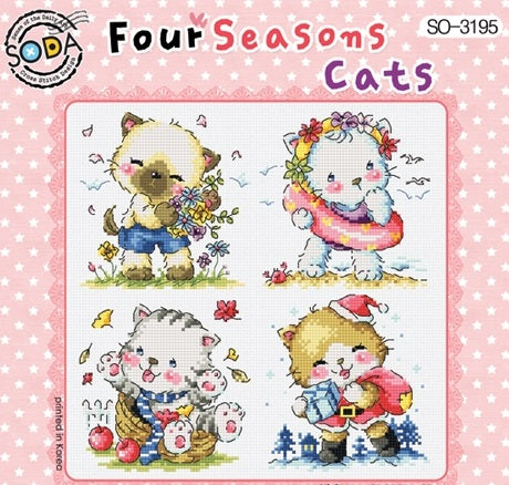 SODA "Four Season Cats" Cross Stitch Kit
