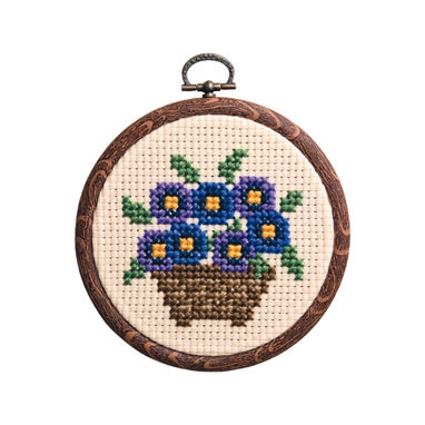Olympus thread embroidery cross stitch kit with hoop no. 7331 Pansy
